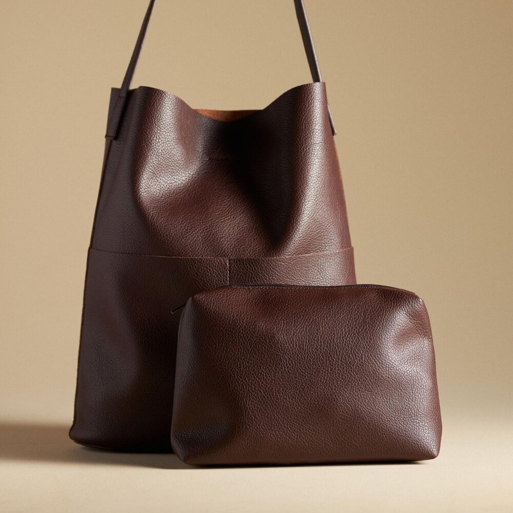 Anthropologie Tall Bucket Bag, Chocolate, Vegan